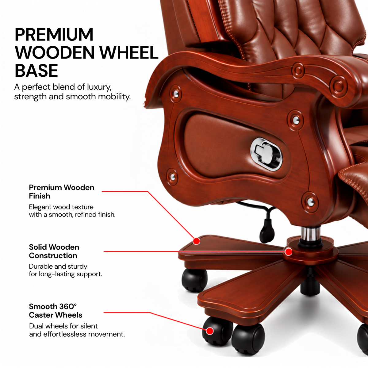 Luxury Director Chair for office Royal Design with Handcrafted & Leatherette & Recliner & Height Adjustable and Revolving Chair