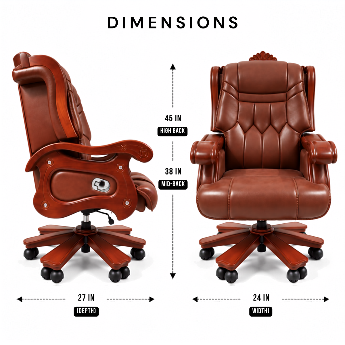 Luxury Director Chair for office Royal Design with Handcrafted & Leatherette & Recliner & Height Adjustable and Revolving Chair