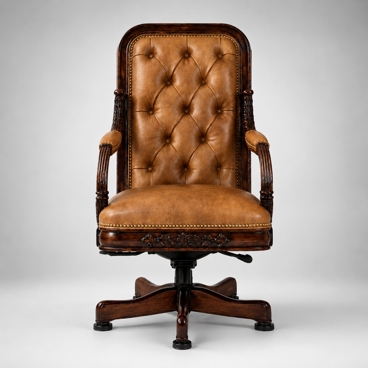 Luxury Tufted Leather Executive Chair with Solid Wood Frame Premium Royal Office Chair Design