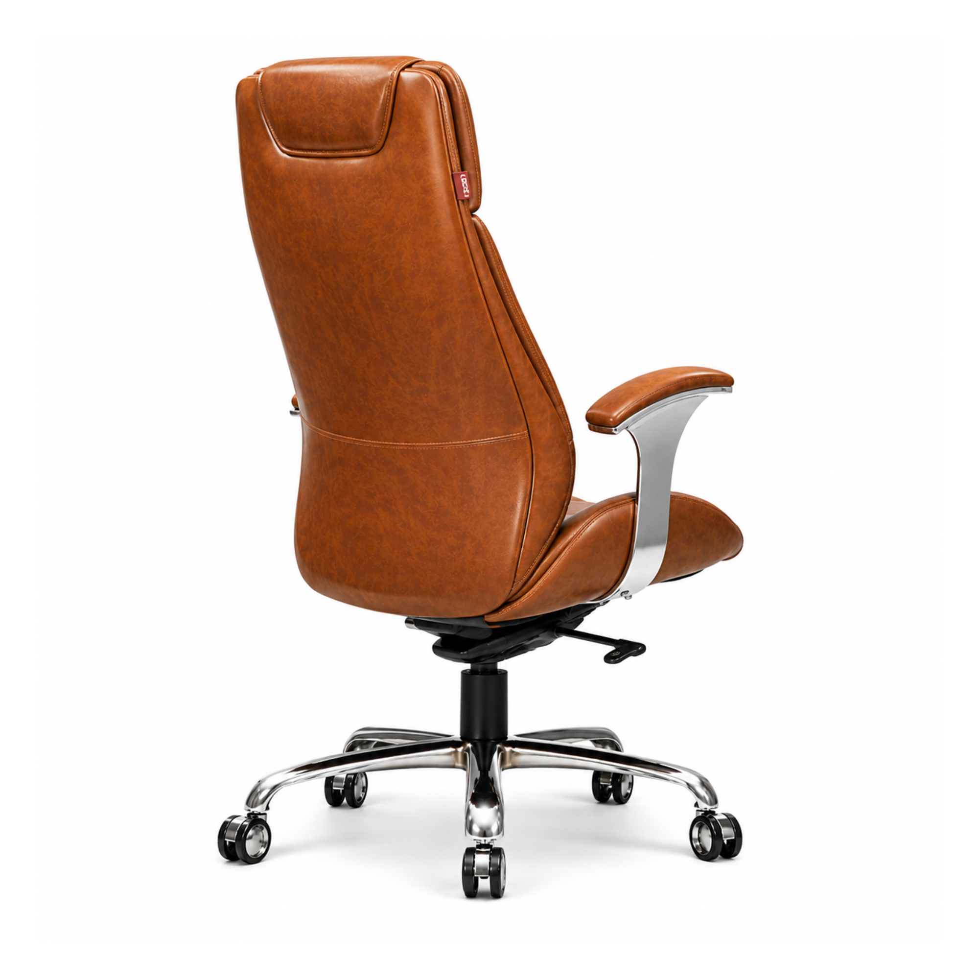 High Back Tan Brown Leatherette Office Director Chair with Chrome Base