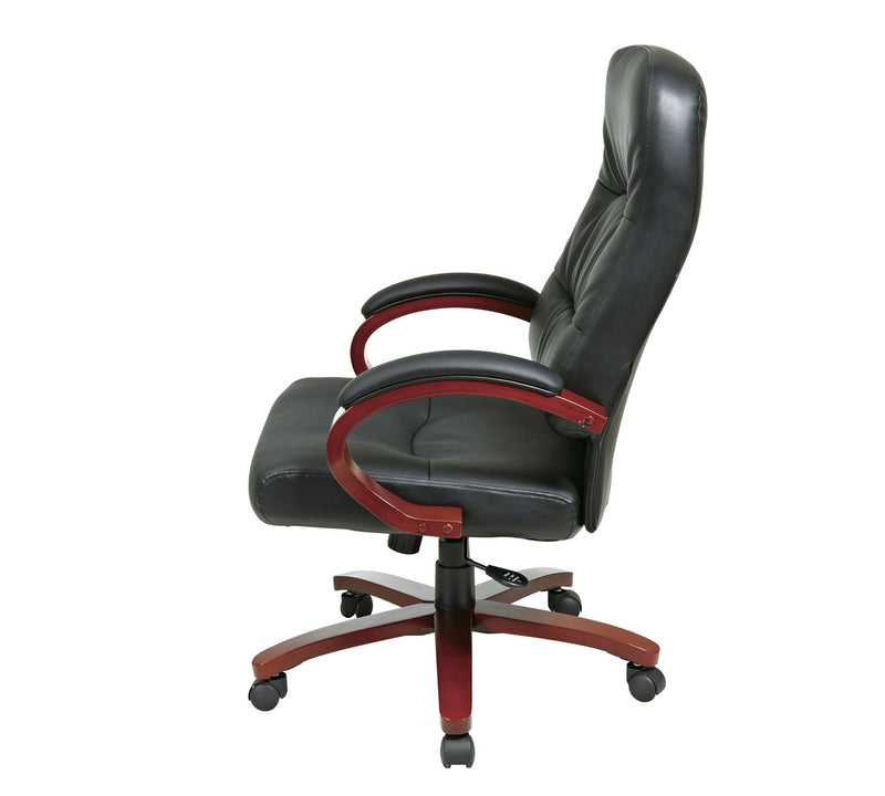 High Back Black Director Chair with Wooden Armrest and Base