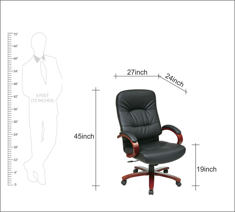 High Back Black Director Chair with Wooden Armrest and Base