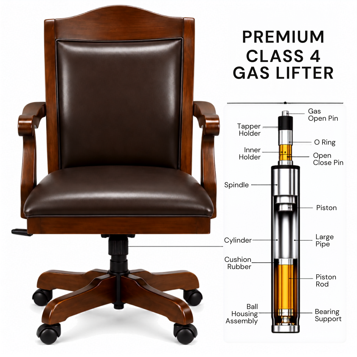 Director Chair for Royal office Furniture Luxury Premium Leatherette with Hand-carving Wooden