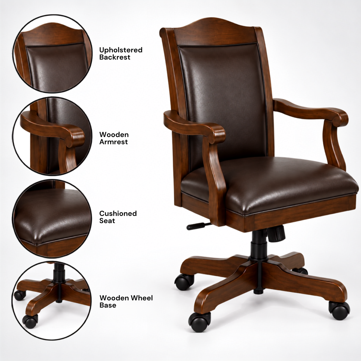 Director Chair for Royal office Furniture Luxury Premium Leatherette with Hand-carving Wooden