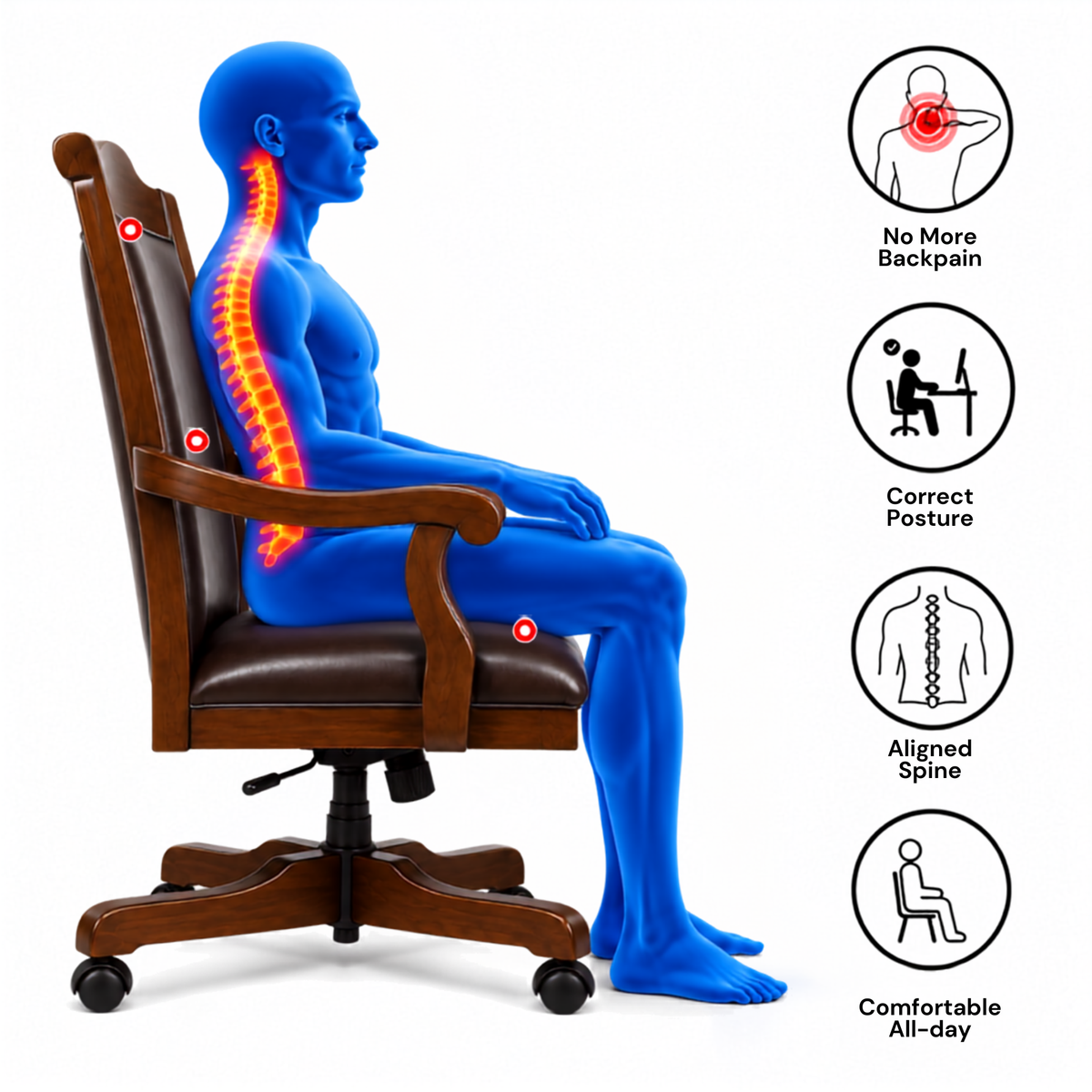 Director Chair for Royal office Furniture Luxury Premium Leatherette with Hand-carving Wooden