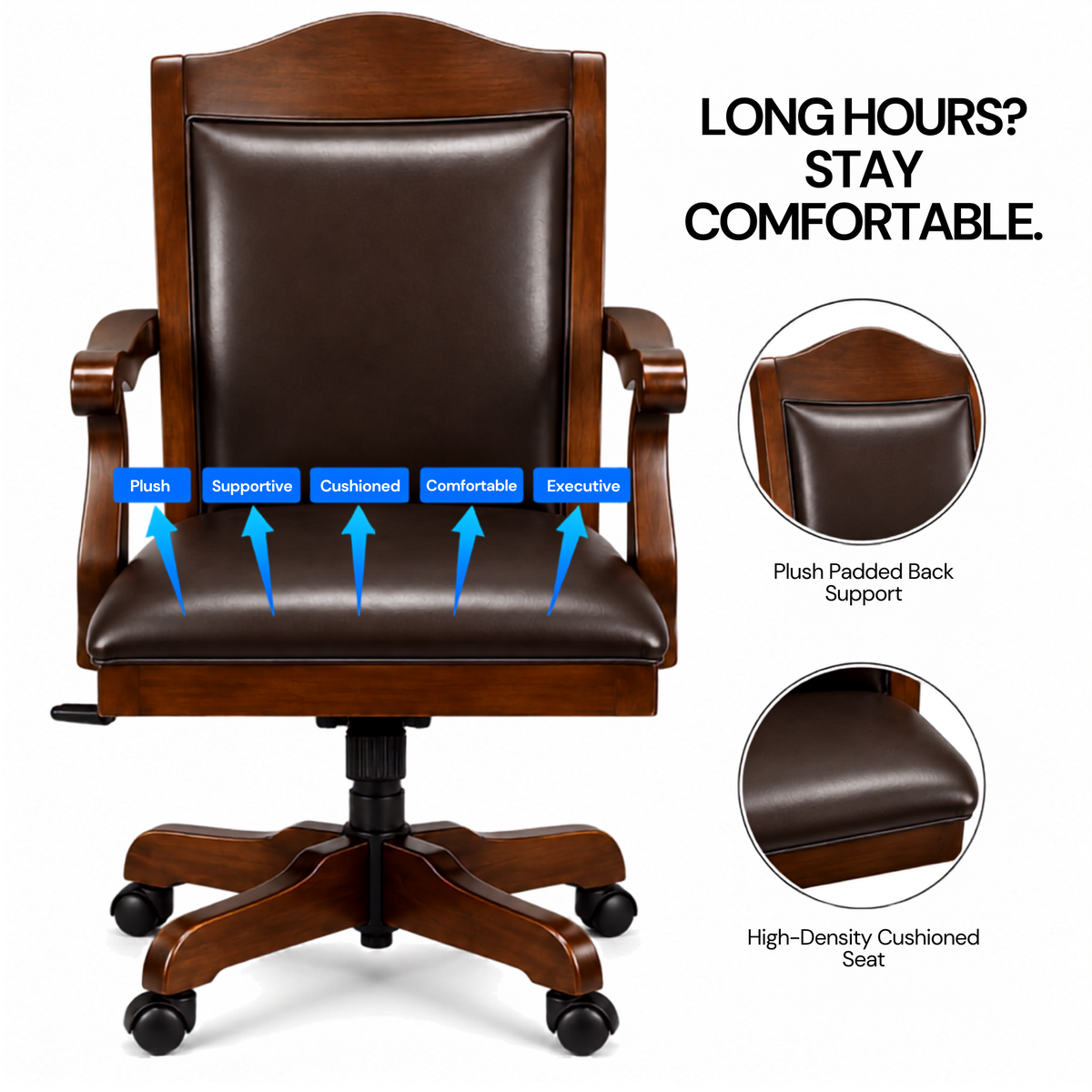 Director Chair for Royal office Furniture Luxury Premium Leatherette with Hand-carving Wooden