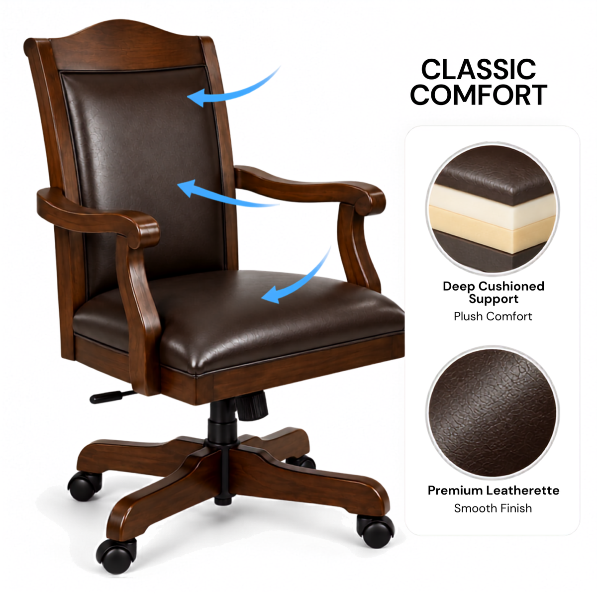 Director Chair for Royal office Furniture Luxury Premium Leatherette with Hand-carving Wooden