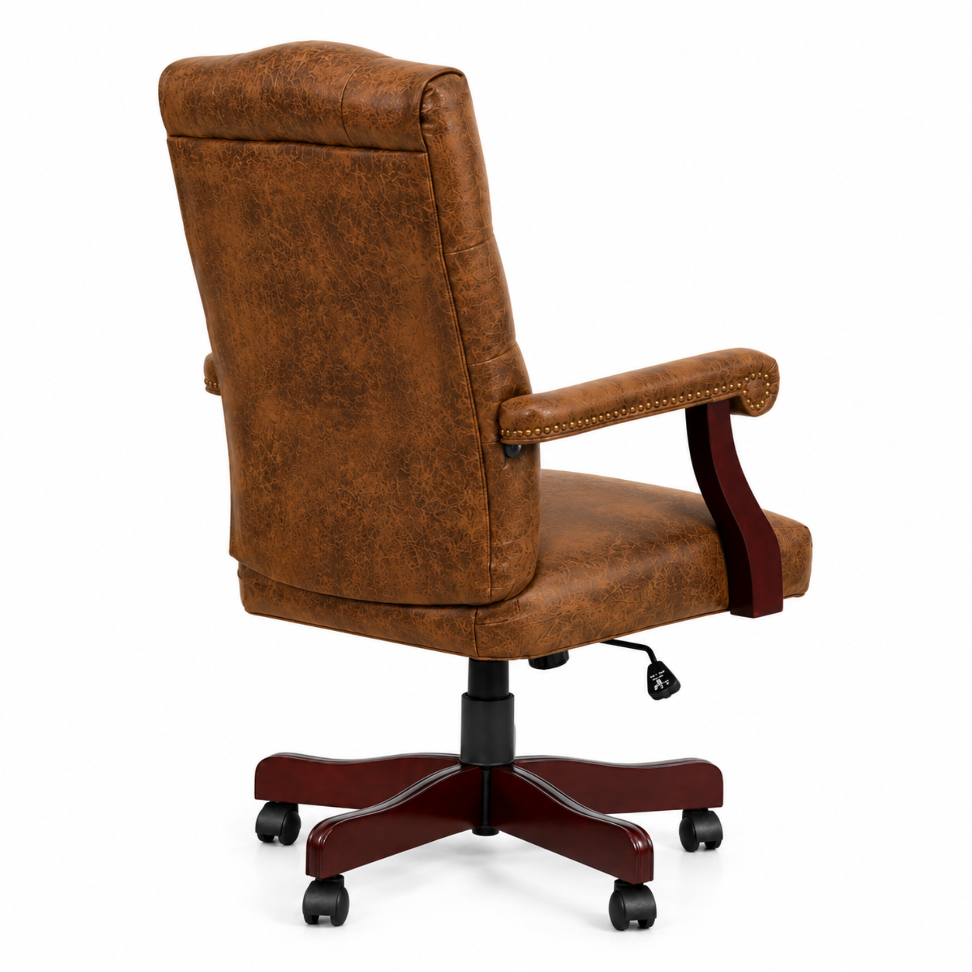 Brown Classic Leatherette Executive Office Chair | Armrest and Revolving Chair | Wooden Chair | Director Chair