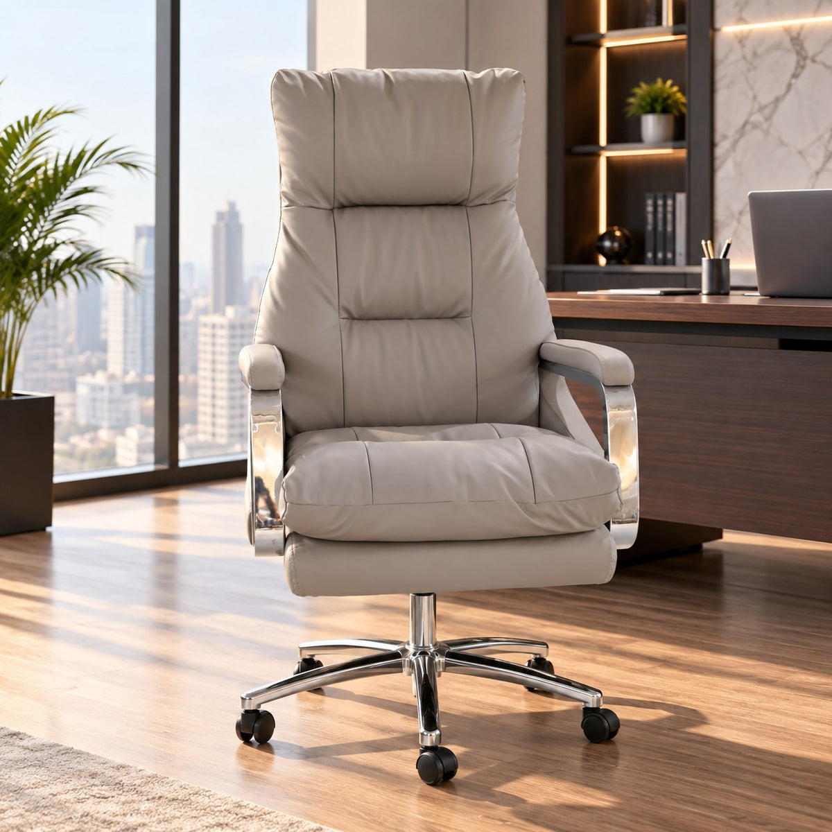Premium Ergonomic High-Back Director Office Chair with Recliner, Lumbar Support, Padded Headrest, Cushioned Seat, Adjustable Height & 360° Swivel for All-Day Comfort