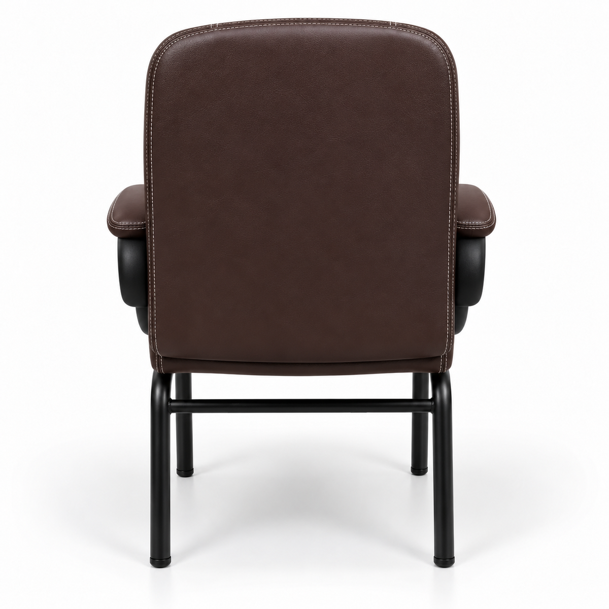 Modern Padded Visitor Chair with Curved Armrests, High Back Support, Cushioned Seat and Fixed Four-Leg Base for Office and Meeting Rooms