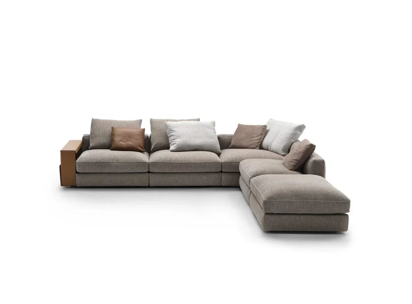 कॉर्नर सेक्शनल एल-आकार 5 सीटर आधुनिक सोडा मरांडी लकड़ी से बना साबर मखमल असबाब के साथ - सर्वश्रेष्ठ डिज़ाइन सोफा