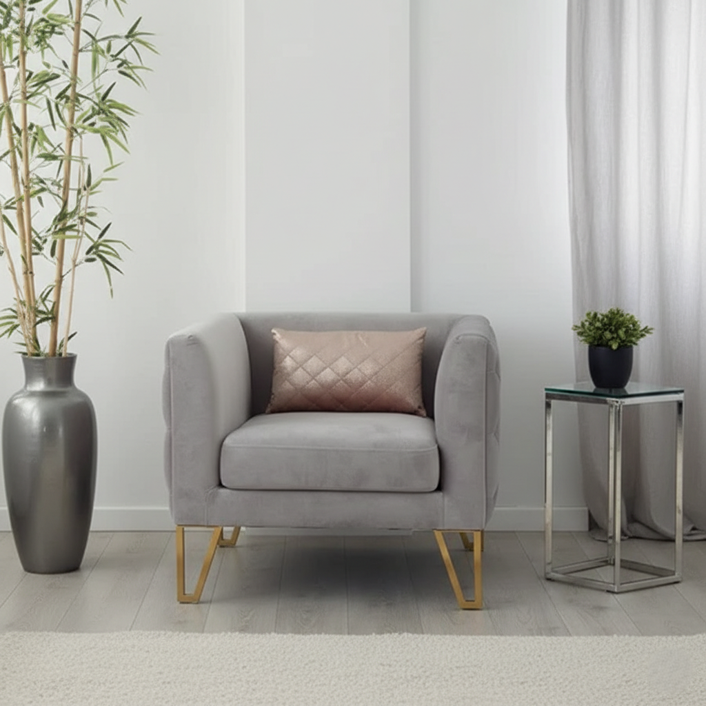 1 Seater Sofas with Modern Style Sofa for Living Room Interior with Premium Fabric and Strong Wooden Frame