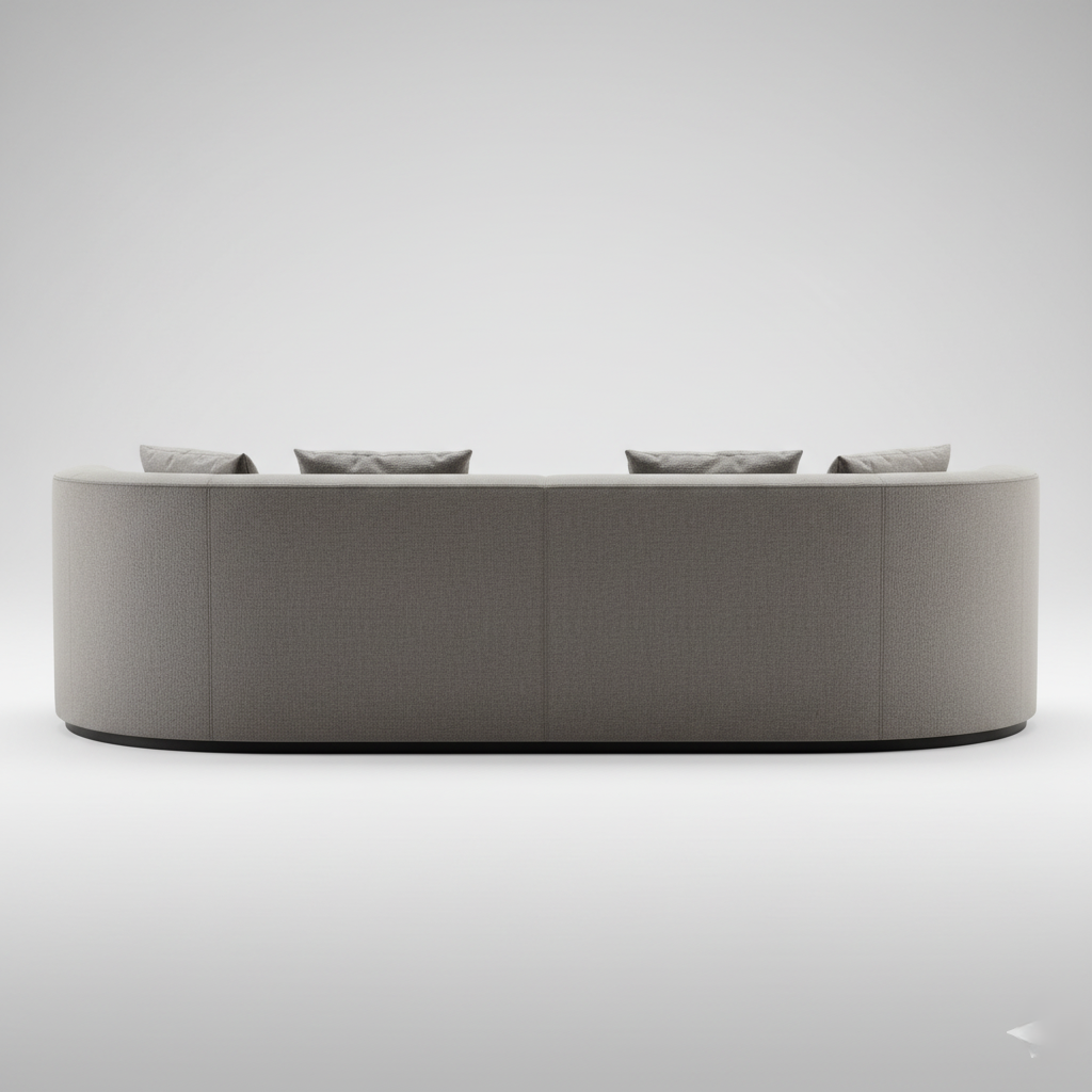 L Curved Shaped Sofa for Luxury Home Furniture Made of Marandi Wood Frame with Suede Fabric, and Wooden Legs