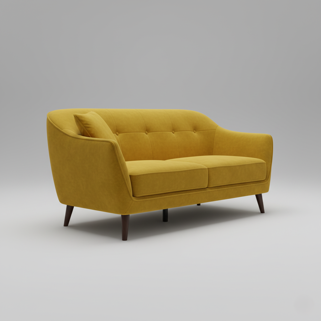 2 Seater Sofa Modern Design Wooden Frame with Velvet Fabric, Soft Padded, and Durable Quality