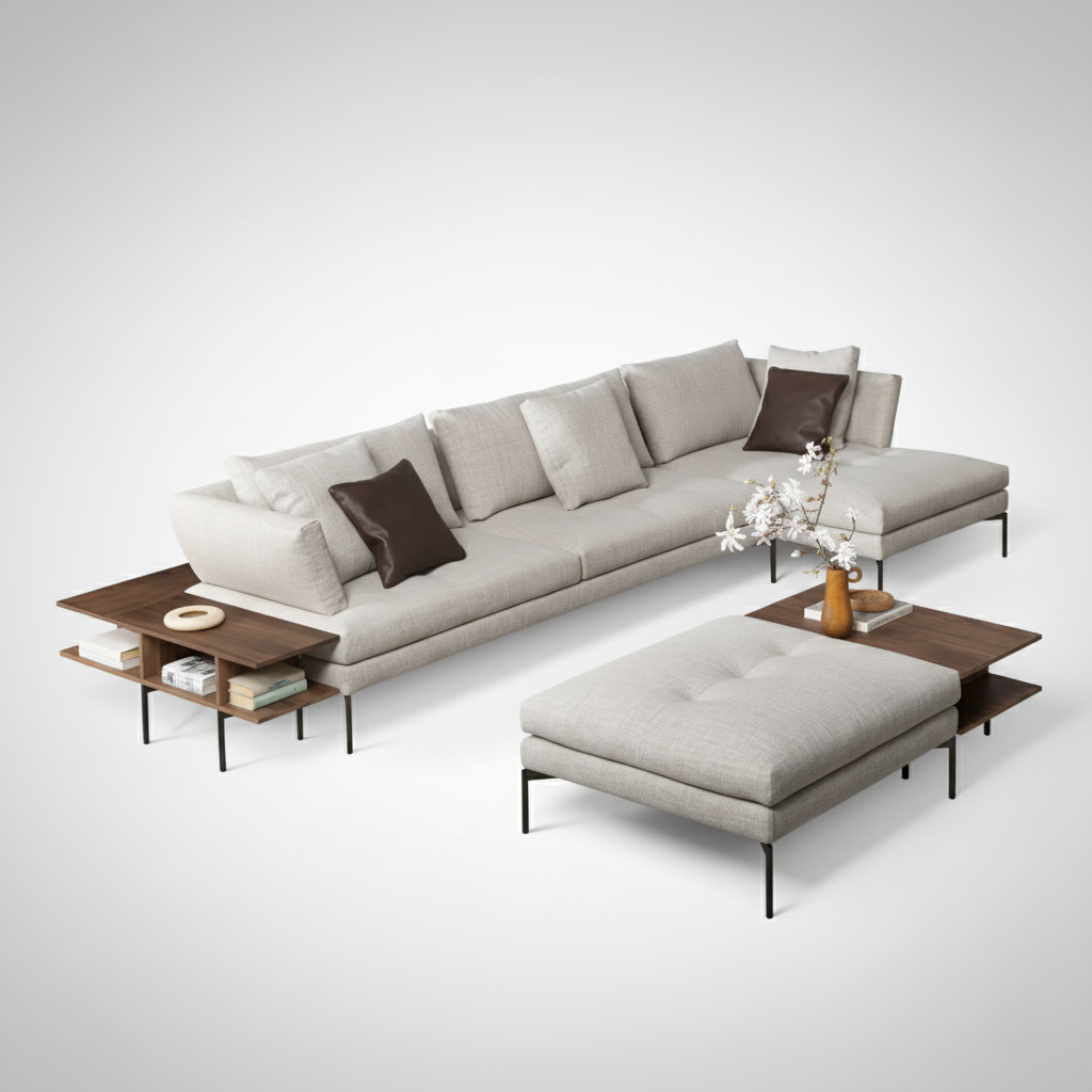 Home and Living Room Luxury Design 4 Seater Sofa made wooden and Upholstery with metal Legs, Modern Look in the Home-Grey