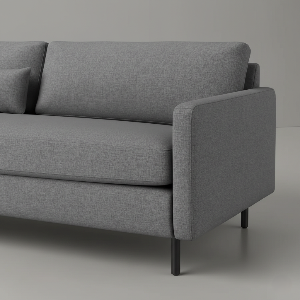 ঘরের আসবাবপত্রের জন্য ৩ সিটার সোফা এবং সোয়েড আপহোলস্ট্রী উচ্চ ঘনত্বের ফোম ধাতব পায়ের বেস সহ এবং বসার ঘরের জন্য উচ্চ মানের সোফা