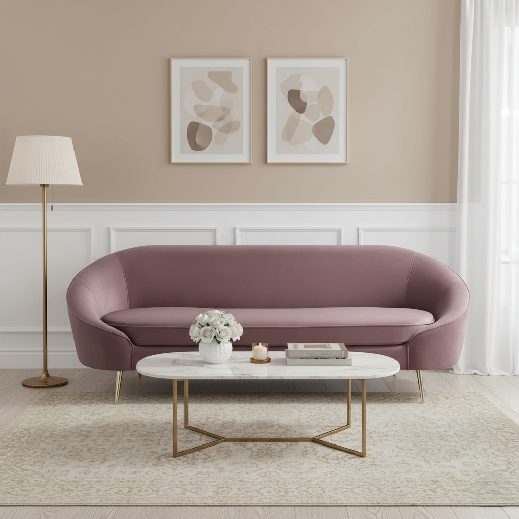 आधुनिक 3 सीटर सोफा, घरेलू फर्नीचर के लिए अद्वितीय डिज़ाइन और मुलायम गद्देदार और धातु के पैरों वाला बेस