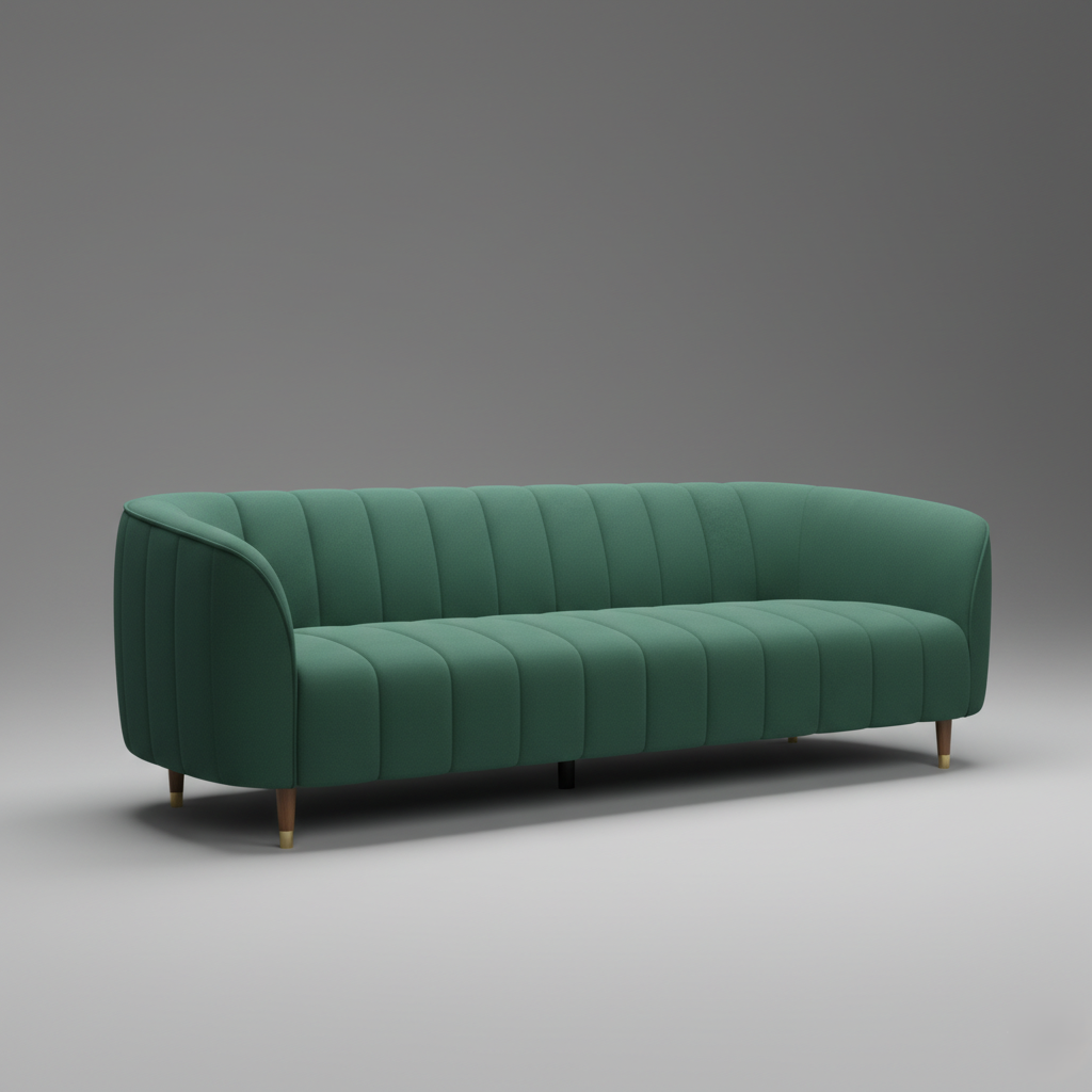 घरेलू फर्नीचर के लिए आधुनिक 3 सीटर सोफा, मखमली असबाब और सागौन की लकड़ी के पैरों के साथ मरांडी लकड़ी से बना है