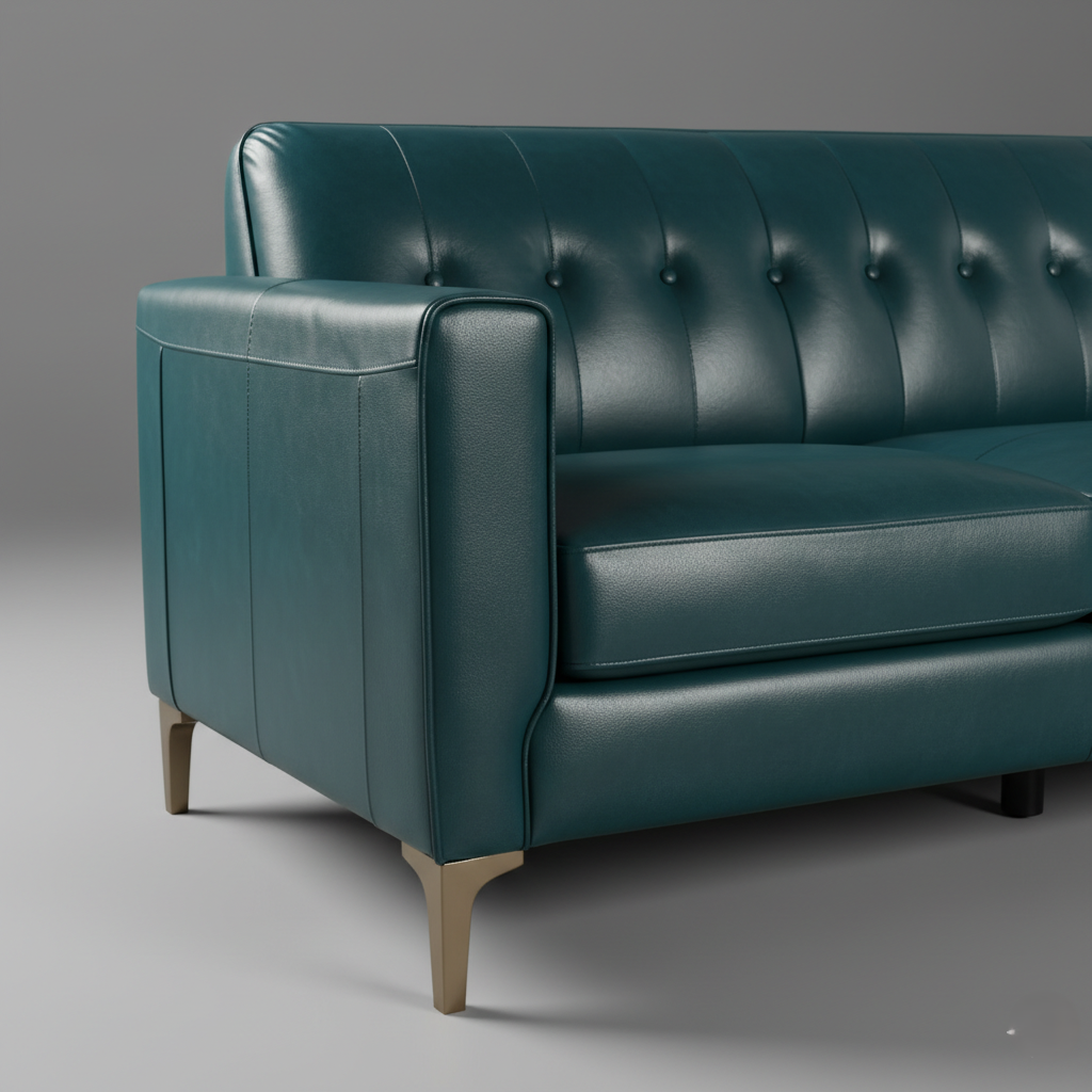 3 Seater Sofa for Home Furniture and Tufted Design Modern Sofa Premium Leatherette with Metal Legs