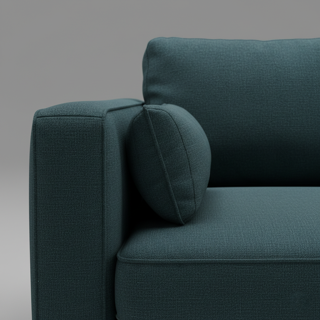 3 सीटर सोफा आधुनिक डिज़ाइन उच्च गुणवत्ता वाले कपड़े से बना है, मरांडी लकड़ी के फ्रेम और मुलायम गद्देदार और लकड़ी के पैरों के साथ