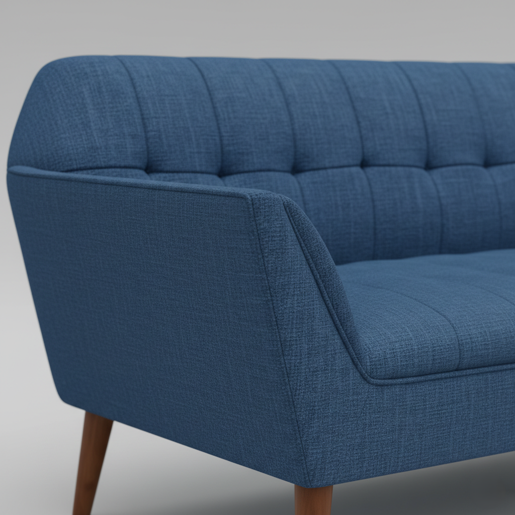 3 सीटर सोफा टफ्टेड डिज़ाइन मरांडी लकड़ी और सॉफ्ट फोम से बना है और लिविंग रूम के लिए आरामदायक है