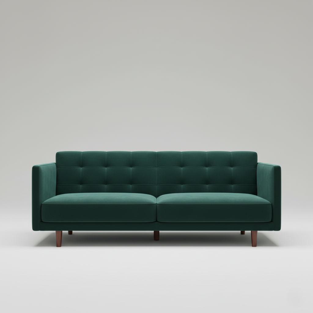 ঘরের আসবাবপত্রের জন্য আধুনিক সোফা প্লাইউড এবং ভেলভেট ফ্যাব্রিক দিয়ে তৈরি টাফ্টেড ডিজাইন এবং বসার ঘরের জন্য আর্ম রেস্ট এবং আরামদায়ক সোফা