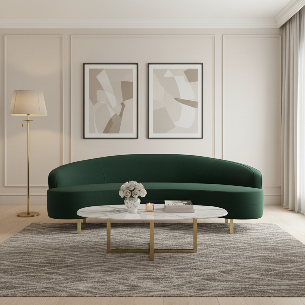 घरेलू फर्नीचर के लिए 3 सीटर सोफा, लेदरेट असबाब और धातु के पैरों से बना, पाउडर कोटिंग के साथ