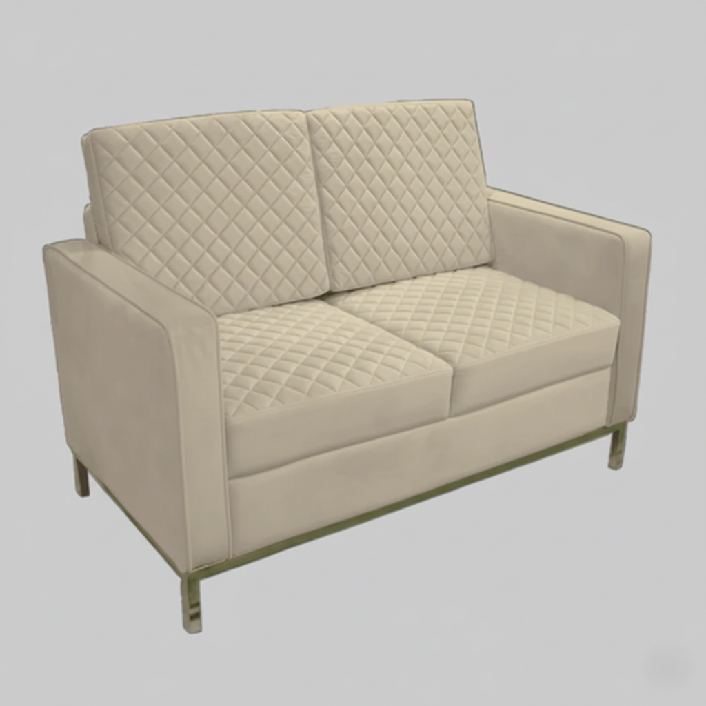 আধুনিক ঘরের আসবাবের জন্য ৩ আসন বিশিষ্ট সোফা, প্লাইবোর্ড এবং লেদারেটের তৈরি, ধাতব পায়ের বেস সহ