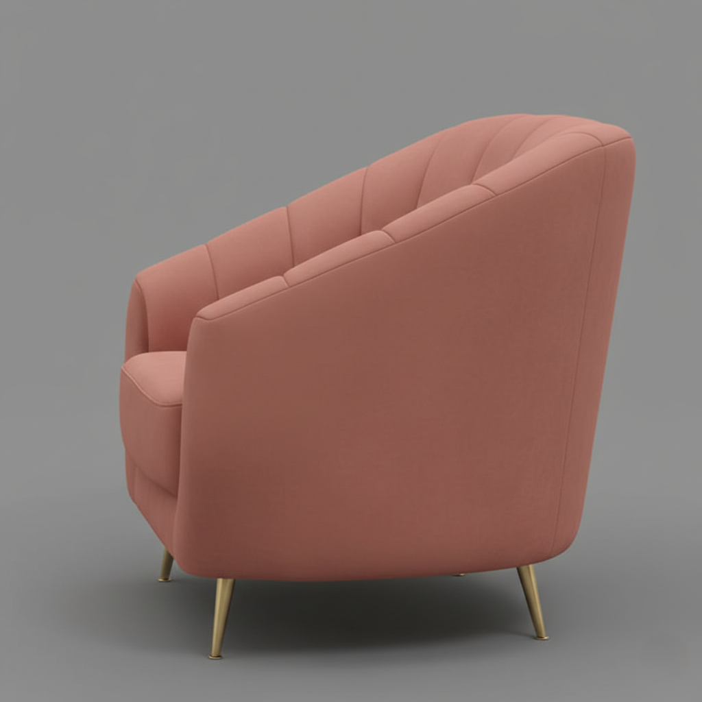 Single Seater Sofa for Home Furniture Made in Plyboard with Velvet Fabric and Soft Padded High Quality and Comfort in Living Room