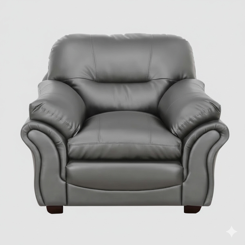 Single Seater Sofa for Home Furniture Premium Leatherette With Solid Wooden Frame, Armchair and wooden Legs