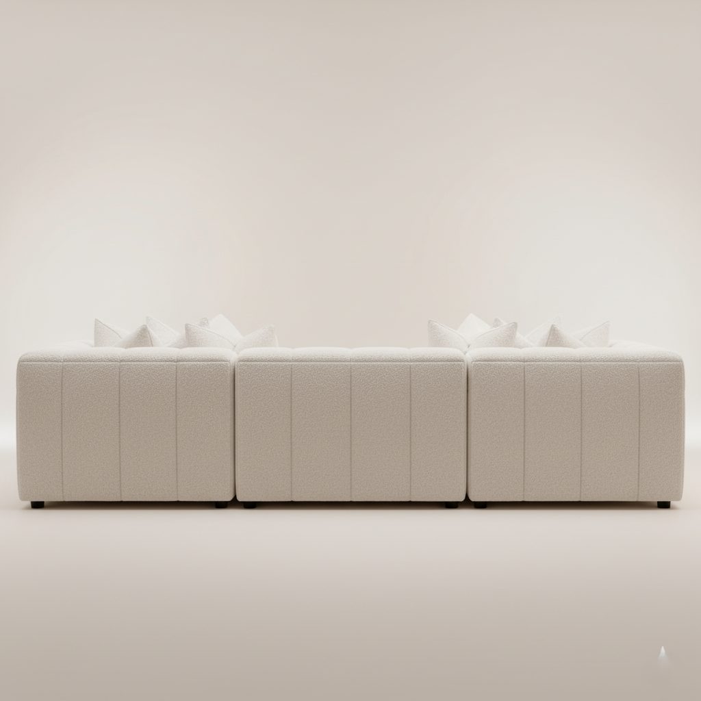 L-Shaped Corner Sofa Luxury Design Made in Marandi with Boucle fabric Soft Seating 32 Density foam High Quality Sofa for Living Room