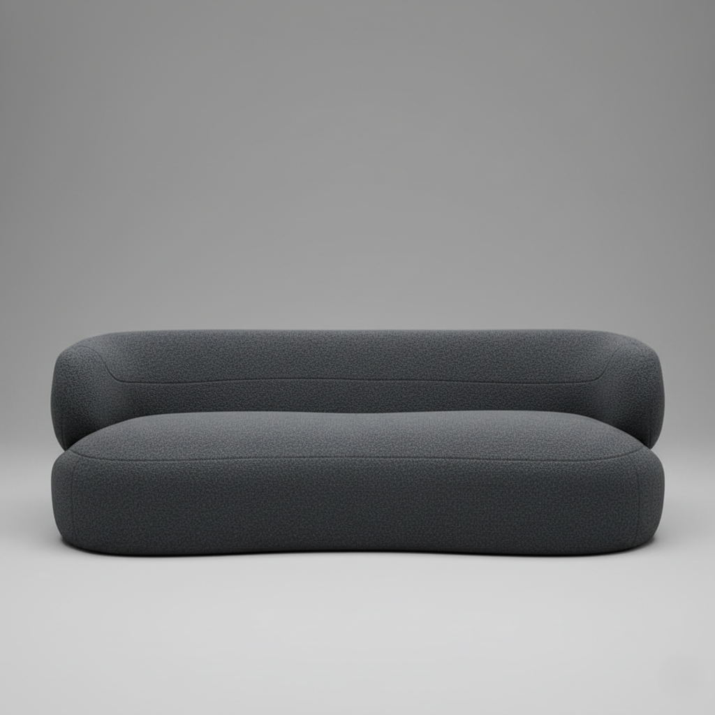 3 सीटर सोफा आधुनिक डिजाइन संरचना मरांडी लकड़ी में बुकल फैब्रिक और लिविंग रूम के लिए टिकाऊ और उच्च गुणवत्ता वाली नरम सीटिंग के साथ बनाया गया है