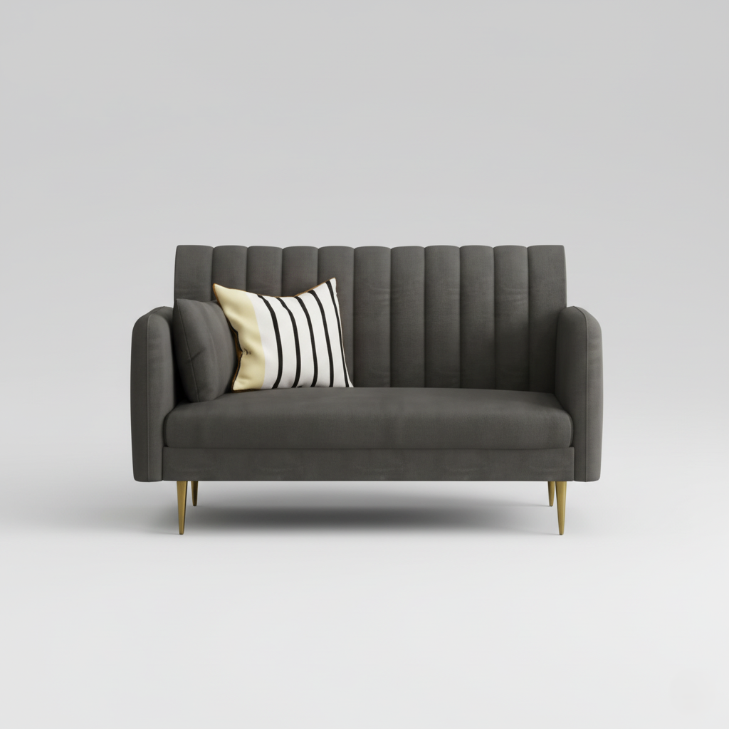 2 Seater Sofa Velvet Fabric Structure with Marandi wood Frame and Metal Legs Base for Living Room