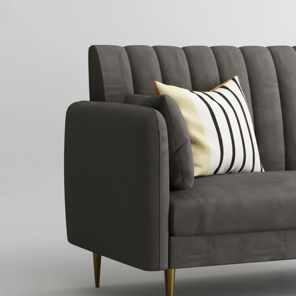 2 Seater Sofa Velvet Fabric Structure with Marandi wood Frame and Metal Legs Base for Living Room