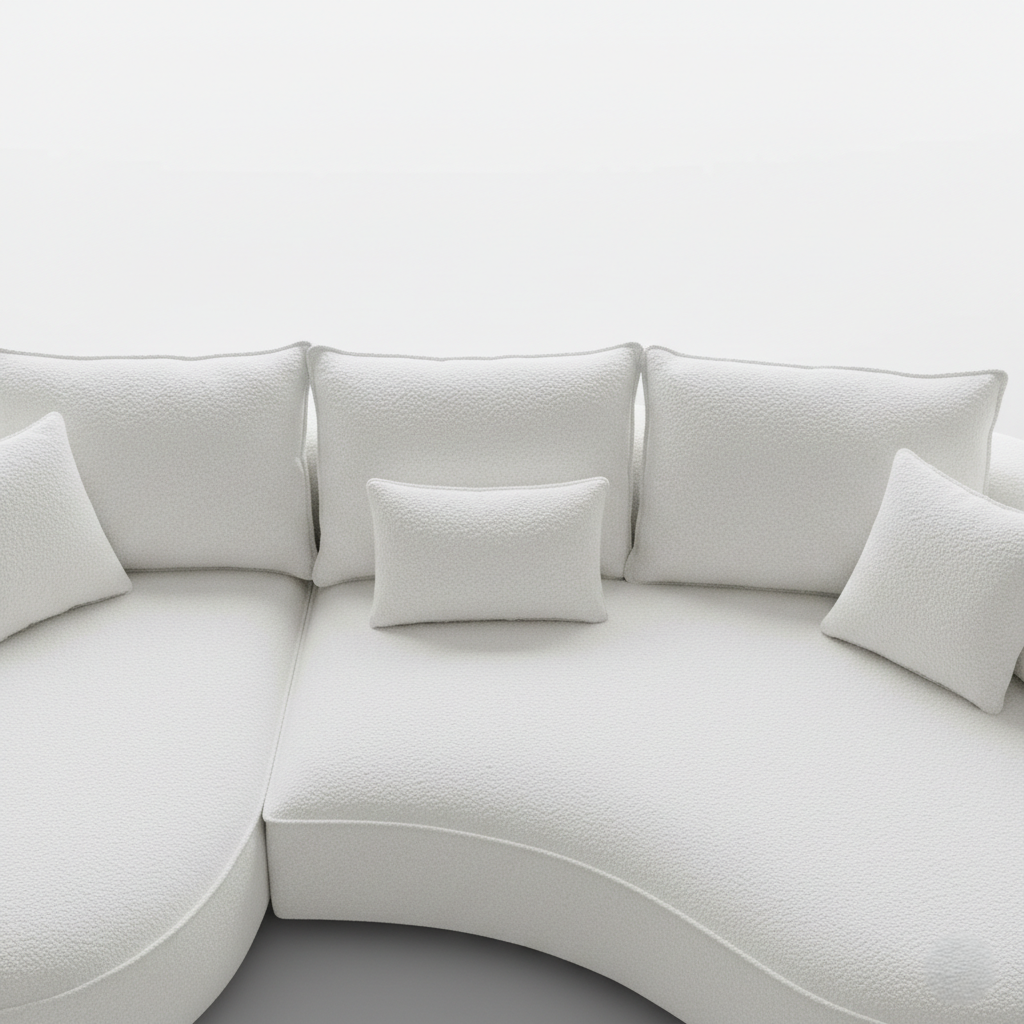 5 Seater Experience Luxurious Comfort with The Boucle Curved Sectional Sofa, A Modern and Comfortable Choice for Your Living Space