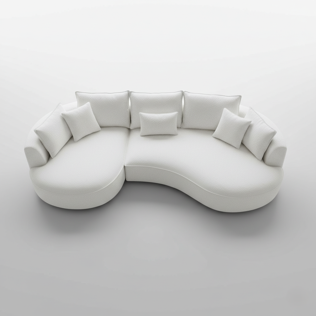 5 Seater Experience Luxurious Comfort with The Boucle Curved Sectional Sofa, A Modern and Comfortable Choice for Your Living Space