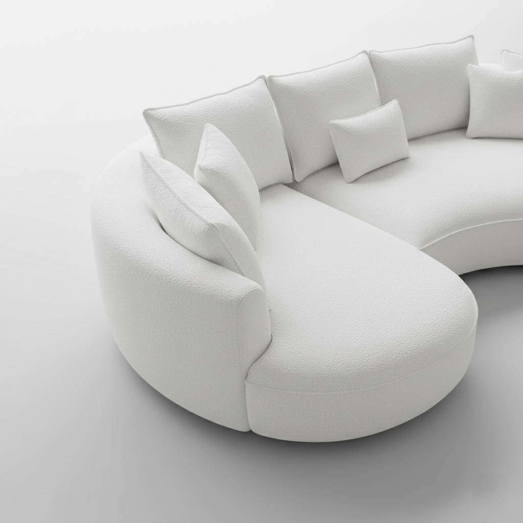5 Seater Experience Luxurious Comfort with The Boucle Curved Sectional Sofa, A Modern and Comfortable Choice for Your Living Space