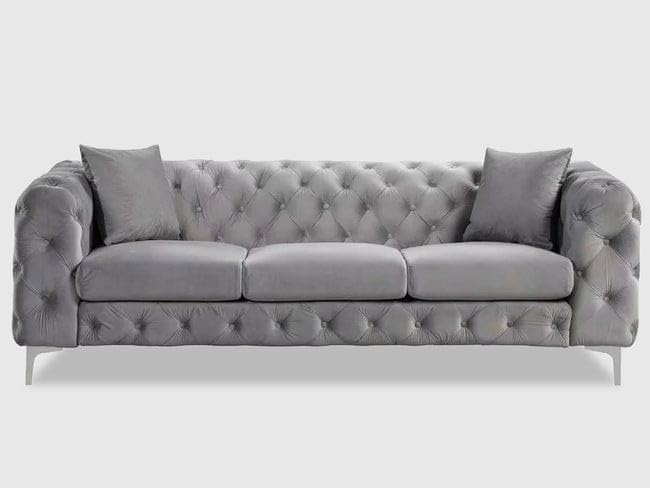 3 Seater Sofa for Home Furniture Elegant Button Tufted Design with Comfortable Cushions (Metal Legs)