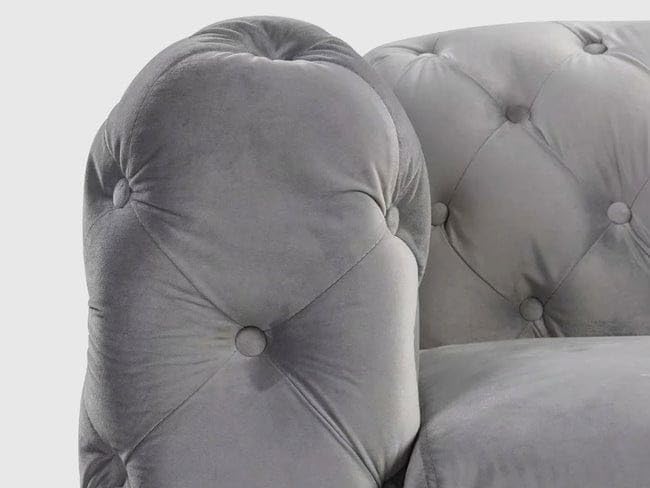 3 Seater Sofa for Home Furniture Elegant Button Tufted Design with Comfortable Cushions (Metal Legs)