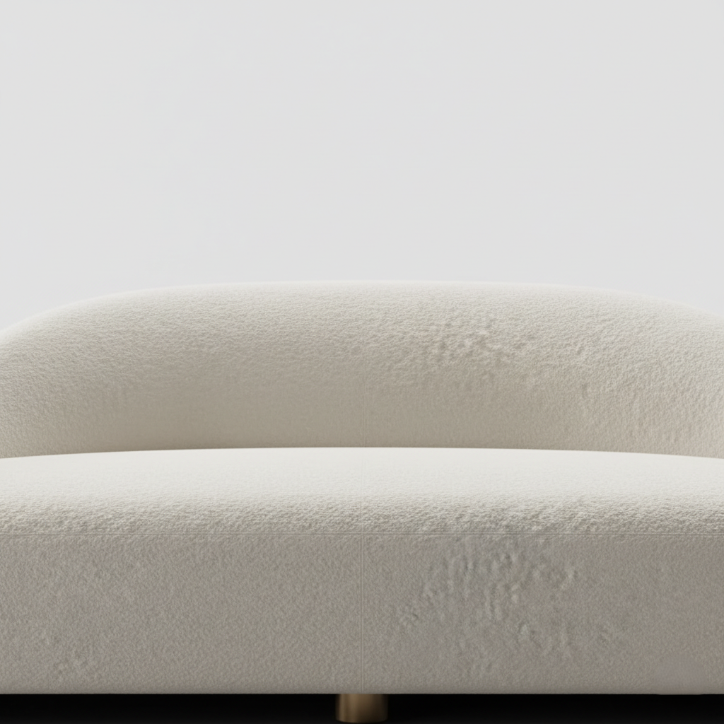 3 Seater Curved Sofa Made in Marandi & Teak Wood Frame and Metal Base with Premium Fabric Sofa for Home Furniture