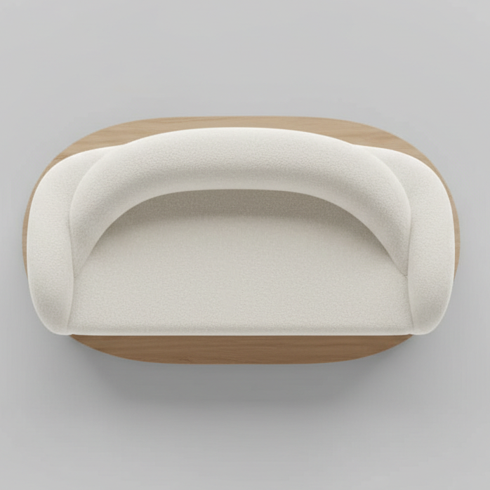 3 Seater Curved Sofa Made in Marandi & Teak Wood Frame and Metal Base with Premium Fabric Sofa for Home Furniture