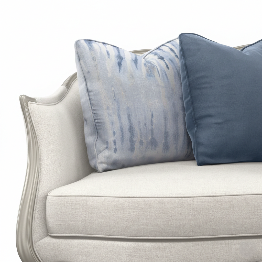 3 सीटर सोफा, लग्जरी रॉयल आधुनिक डिज़ाइन, हस्तनिर्मित और मुलायम गद्देदार फोम और कैब्रिओल पैरों के साथ, मेटैलिक फिनिश के साथ