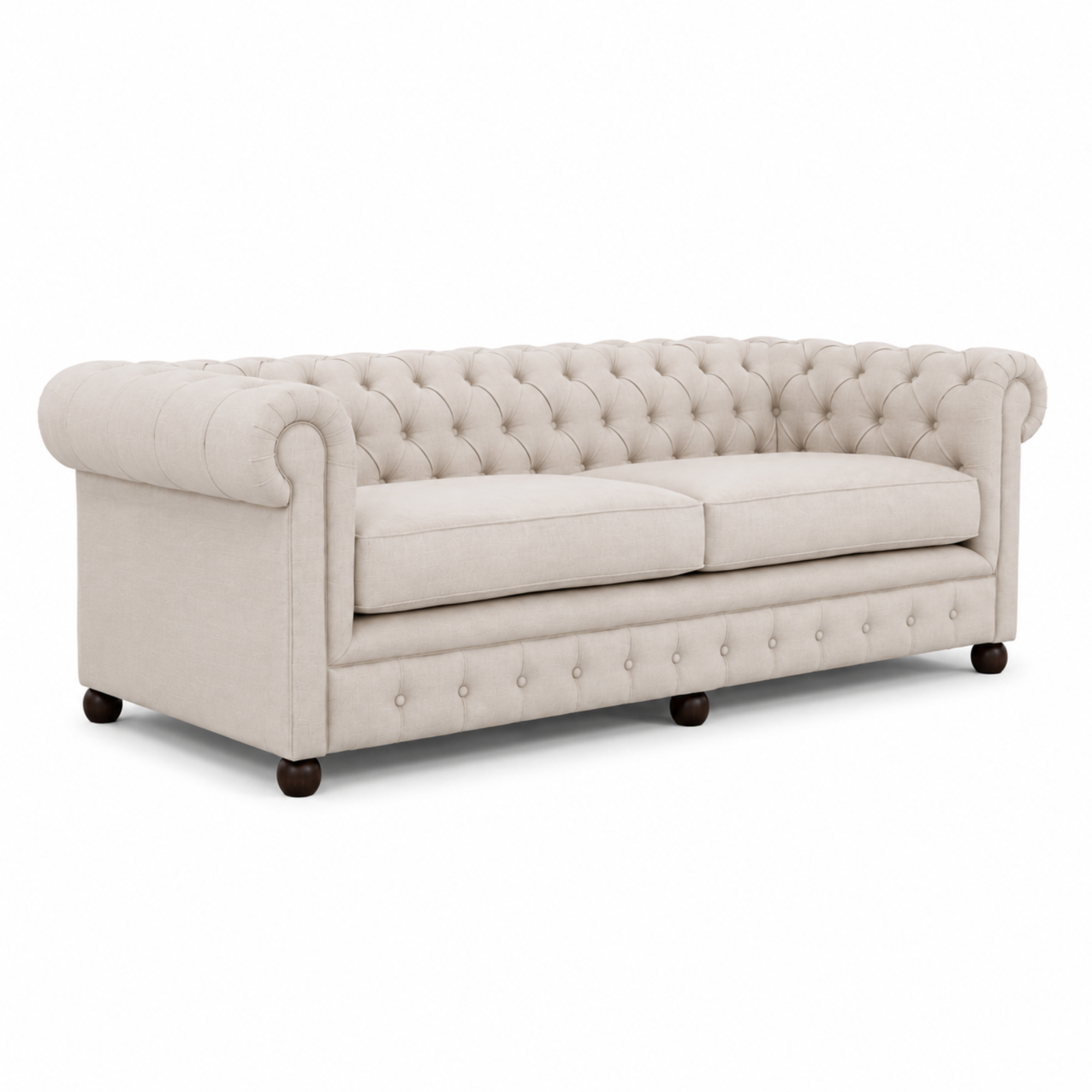 Best 3 Seater Chesterfield Sofa Fabric Cotton Line Blend Sofa with Frame Marandi wood & Soft Padded High Quality