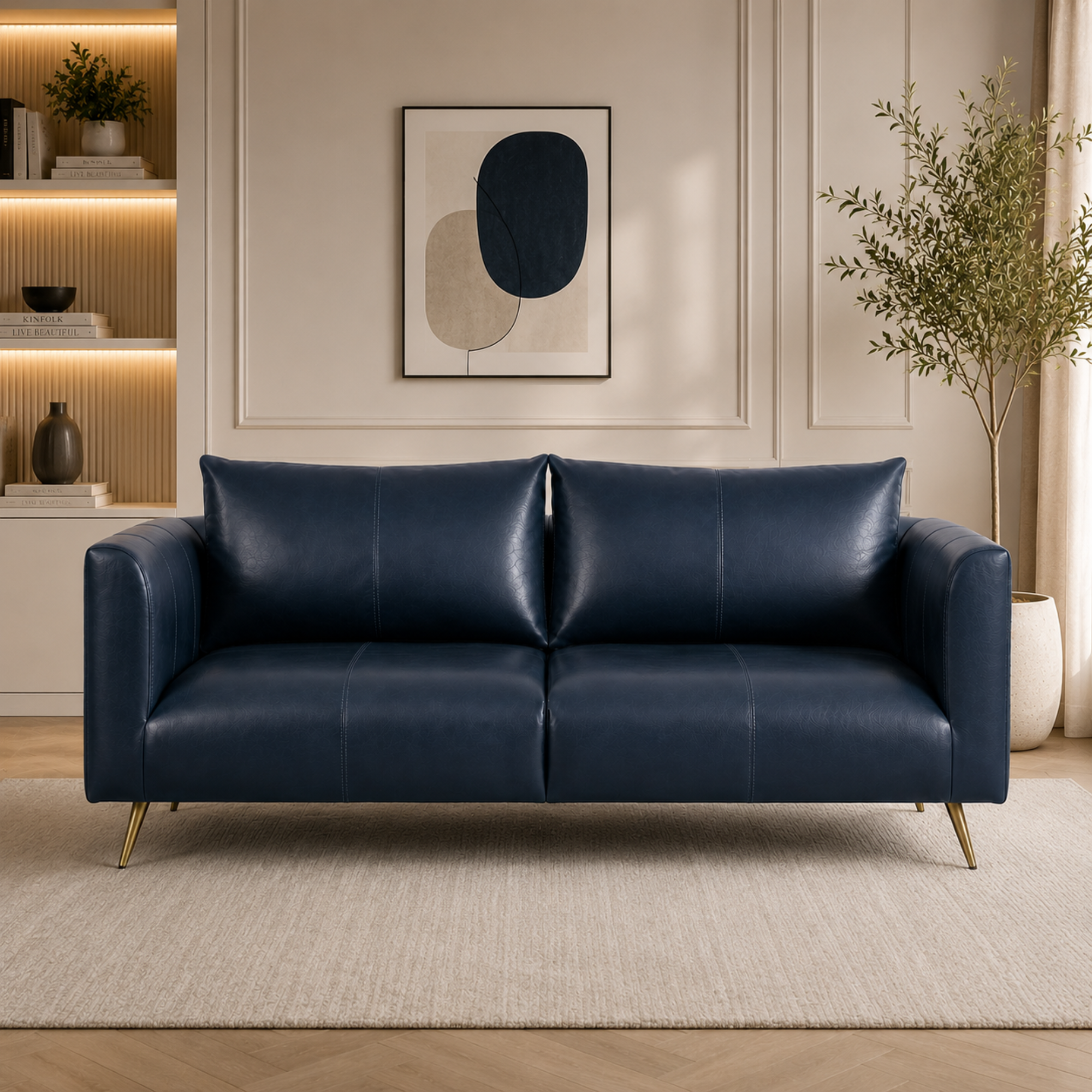 3 Seater Sofa Modern Design Made in Plyboard and Upholstery Leatherette Soft Seating &amp; Comfortable Padded Perfect for living Room