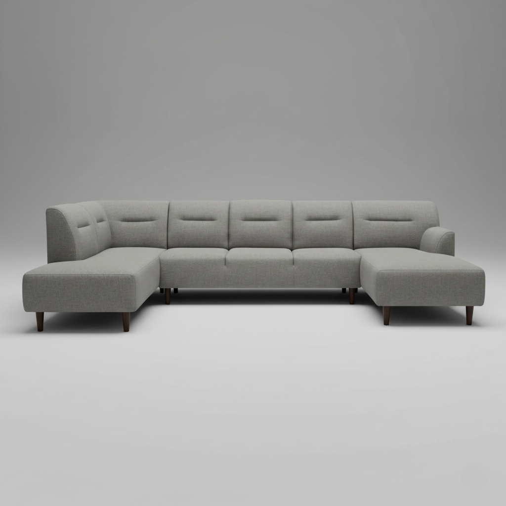 Premium Fabric U Shape Sofa Corner Design Made In Solid Wood Frame PU Foam and Wooden Legs Base