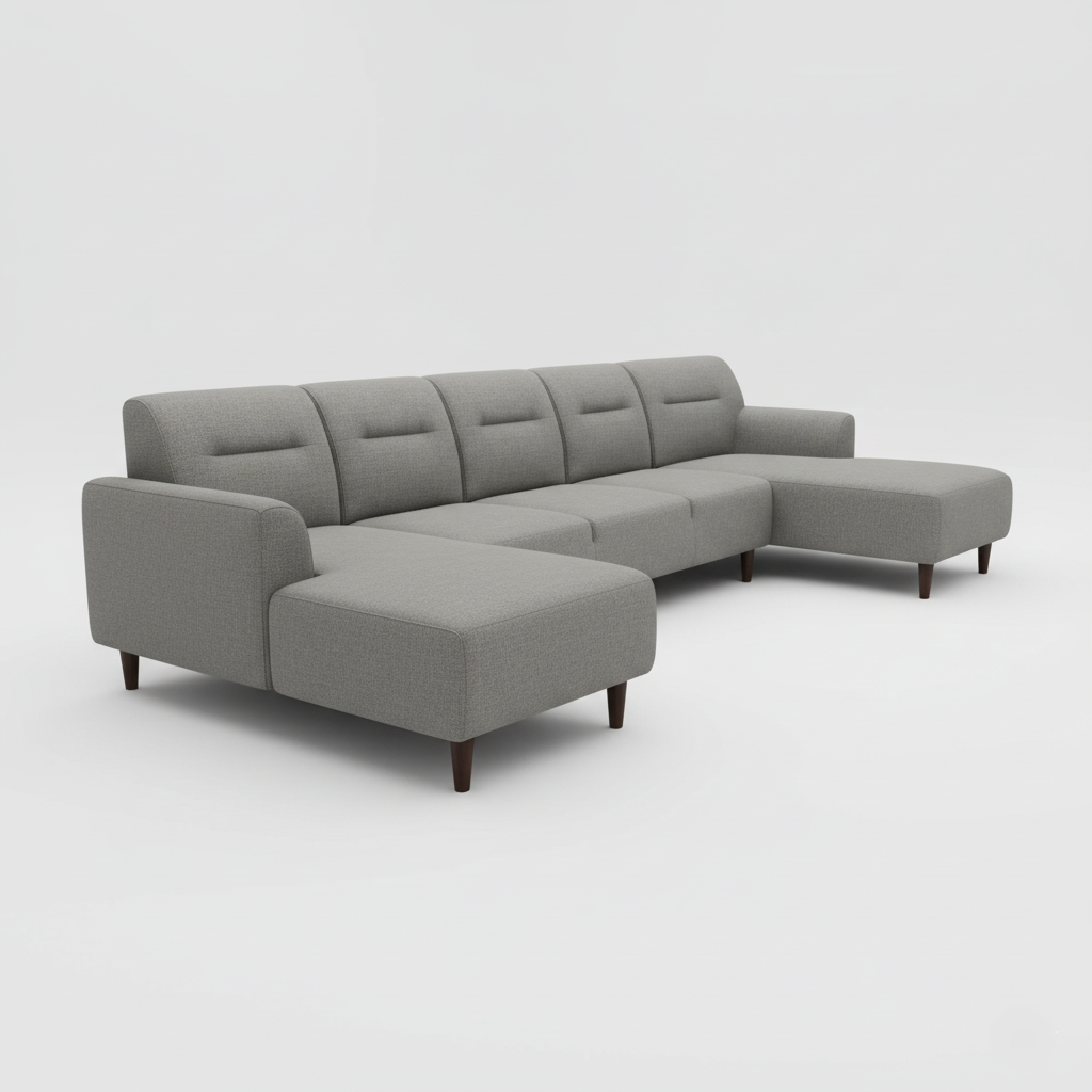 Premium Fabric U Shape Sofa Corner Design Made In Solid Wood Frame PU Foam and Wooden Legs Base