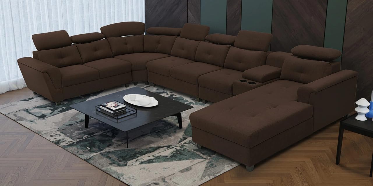 मॉड्यूलर सोफा शानदार यू आकार डिजाइन पूर्ण गद्देदार और उच्च पीठ समर्थन और नरम बैठने और लिविंग रूम के लिए आरामदायक सोफा के साथ