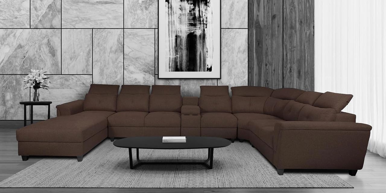 मॉड्यूलर सोफा शानदार यू आकार डिजाइन पूर्ण गद्देदार और उच्च पीठ समर्थन और नरम बैठने और लिविंग रूम के लिए आरामदायक सोफा के साथ