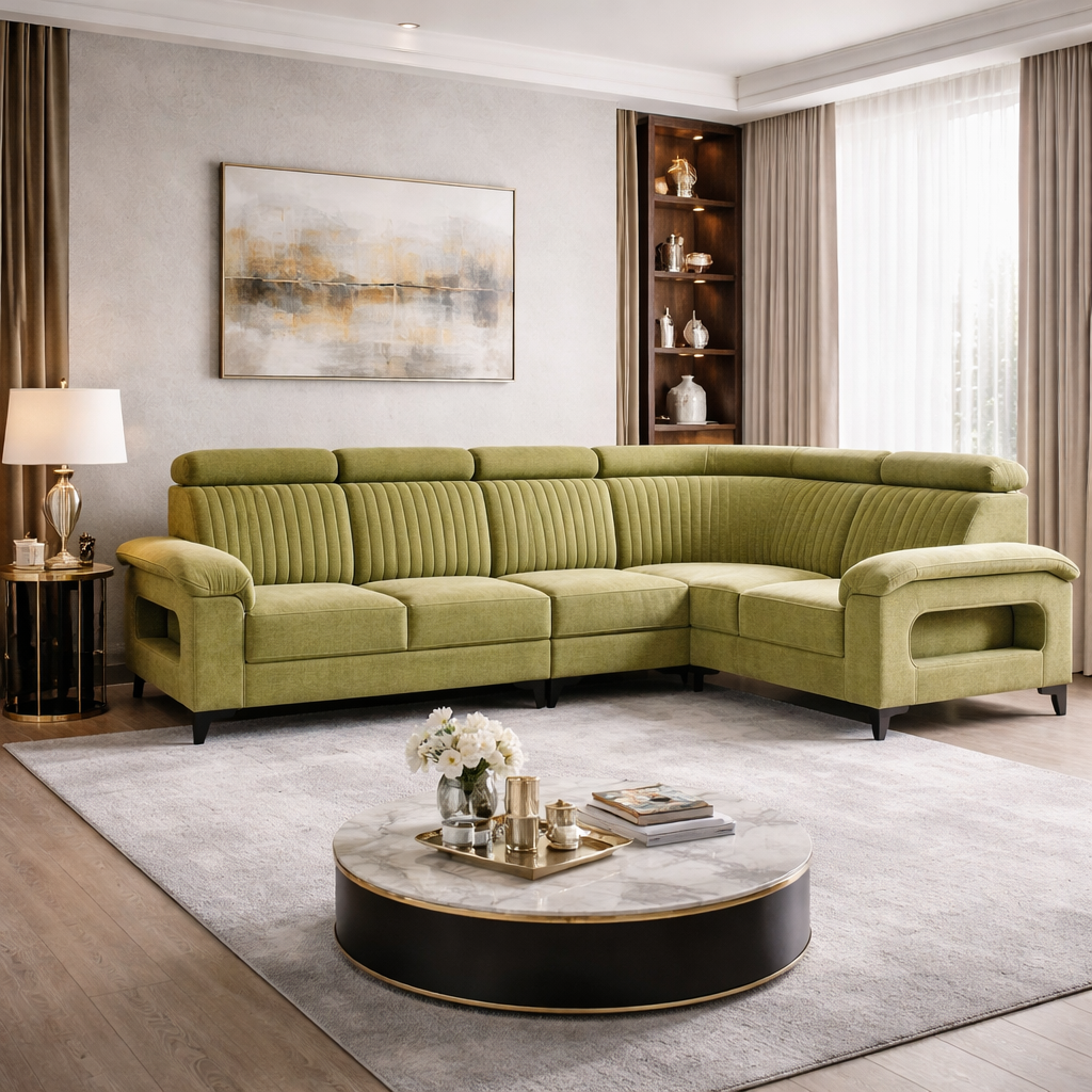 L Shape Sofa for Home Furniture Made in Marandi wood & Premium From Modern Sectional & Corner Sofa for Living Room