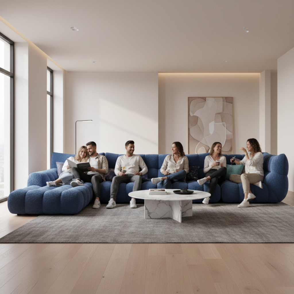 মডুলার সোফা বিলাসবহুল ইউ শেপ ডিজাইনের ফুল প্যাডেড প্রিমিয়াম ফ্যাব্রিক এবং নরম সিটিং এবং আরামদায়ক লিভিং রুমের সোফা